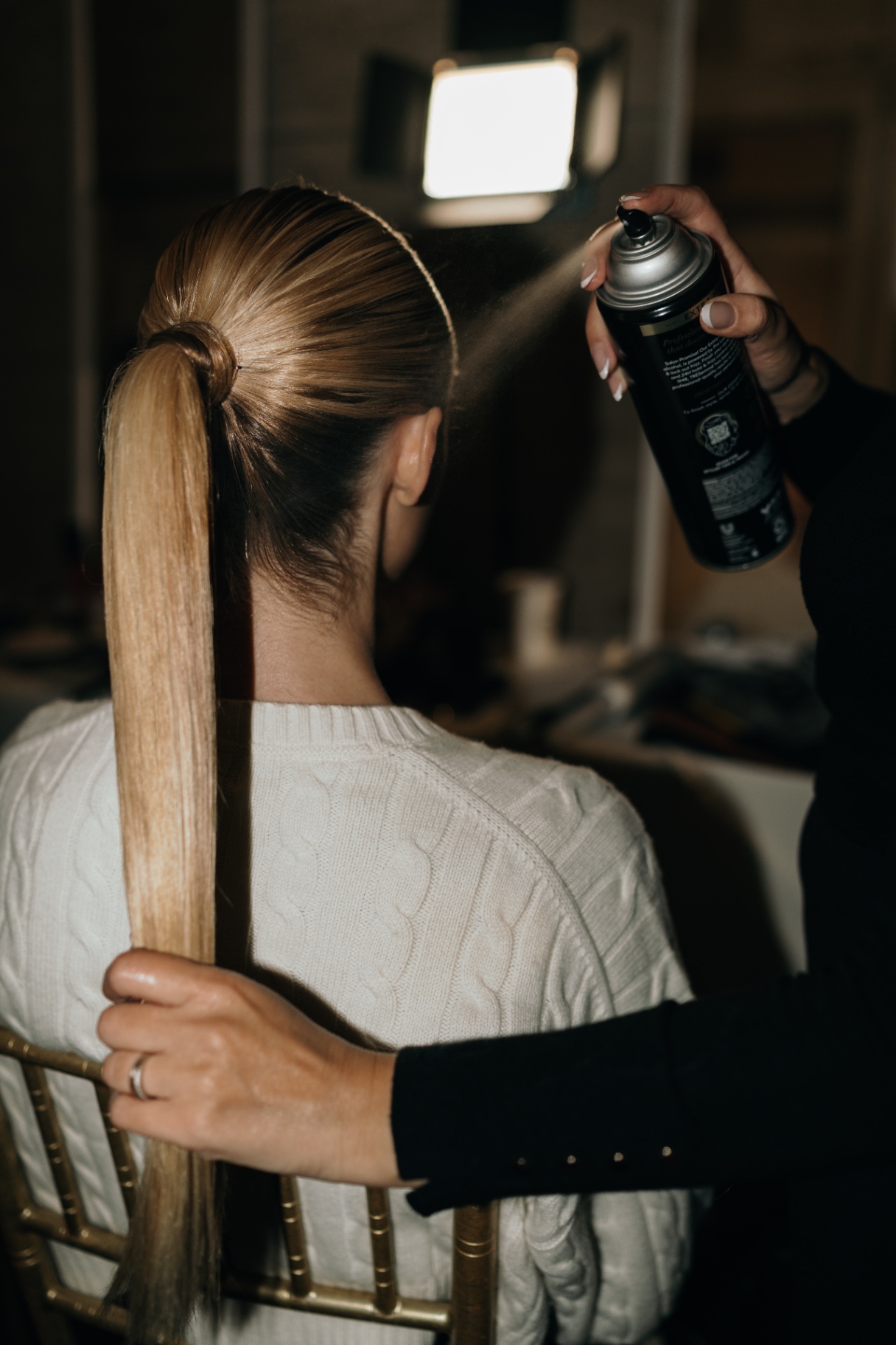 Sleek ponytail hairstyling